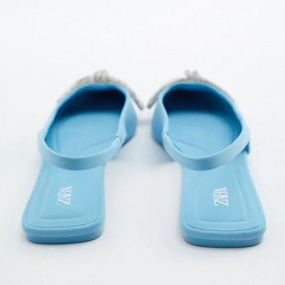 Zara Embellished Bow Flat Mules